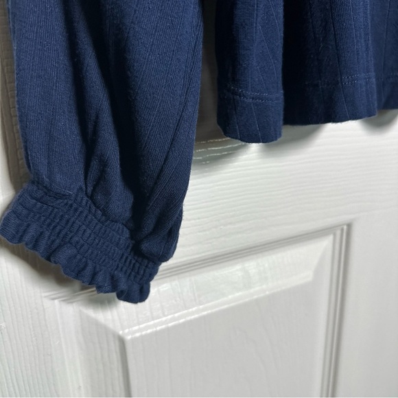 Soma Navy Blue Cool Nights Long Sleeve T-Shirt Women's Size Large Ribbed Lounge - Picture 7 of 10